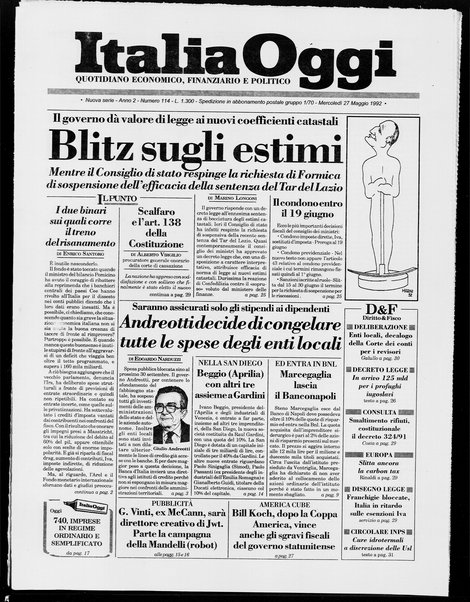 Italia oggi : quotidiano di economia finanza e politica